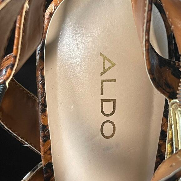 Aldo Women’s Strappy Snake Print Block Heel Sandals Size 7 Buckle Strap - Picture 8 of 10